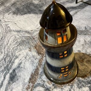Tall Ceramic Lighthouse Candle Holder